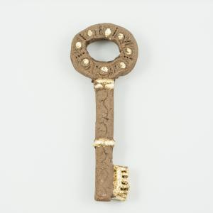 Κεραμικό Κλειδί Καφέ-Χρυσό 12x4.5cm
