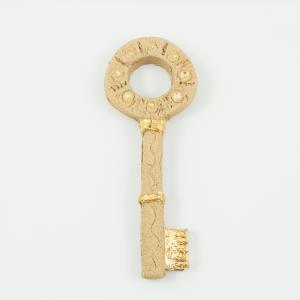Κεραμικό Κλειδί Μπεζ-Χρυσό 12x4.5cm