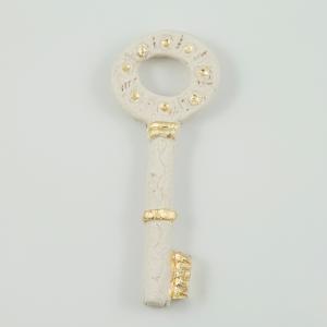 Κεραμικό Κλειδί Λευκό-Χρυσό 12x4.5cm