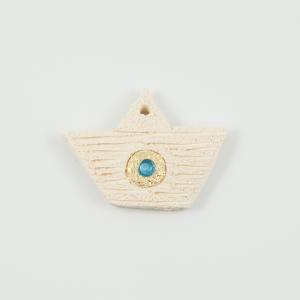 Ceramic Boat-Eye Ivory 5.3x4cm