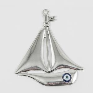Metal Boat-Eye Silver 8x6.8cm