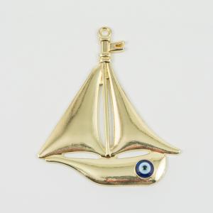 Metal Boat-Eye Gold 8x6.8cm