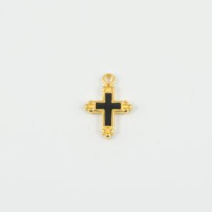 Cross Gold Enamel Black 1.7x1.2cm