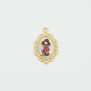Gold Plated Pendant Girl Cat