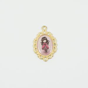 Gold Plated Pendant Girl Bow