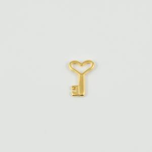 Gold Plated Key Heart 1.4x1cm