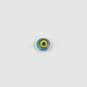 Ασημί Μάτι Κεραμικό Γαλάζιο 1.4x1cm
