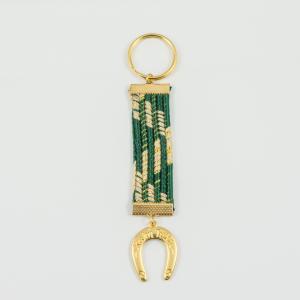Key Ring Strap Green Horseshoe Gold