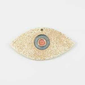 Ceramic Eye Ivory-Gold 9.8x5cm
