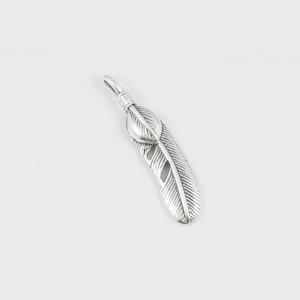 Metal Feather Silver 3.8x1cm