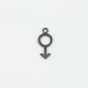 Male Symbol Black Nickel 2.4x1.1cm