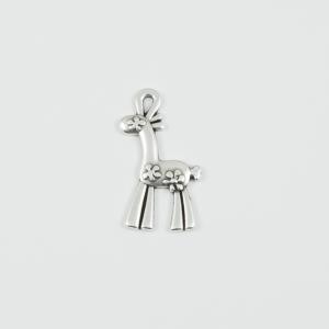 Metal Giraffe Silver 3.4x1.7cm