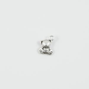 Metal Teddy Bear Silver 1.5x1cm