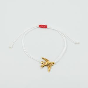 Bracelet White Swallow Gold 2 Beads