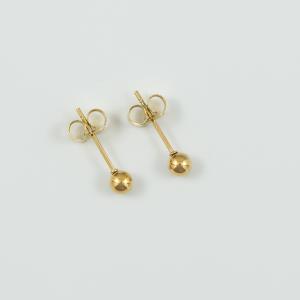 Steel Earrings Marble Gold 4mm