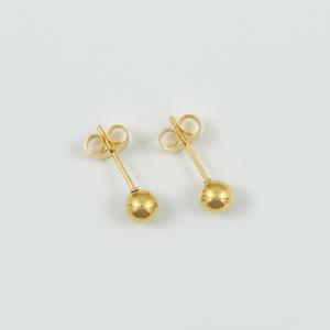 Steel Earrings Marble Gold 5mm