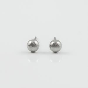 Steel Earrings Marble Silver 4mm