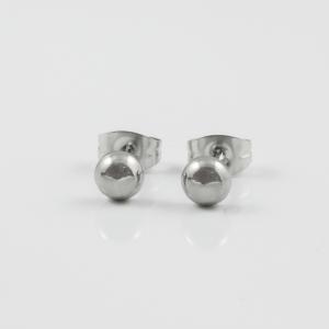 Steel Earrings Marble Silver 5mm
