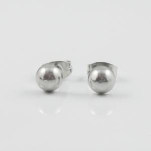 Steel Earrings Marble Silver 6mm