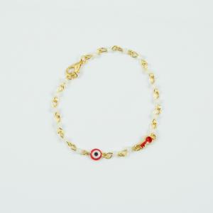 Gold Bracelet White Beads Key
