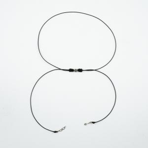 Necklace Black Heart-Bow-Arrow Silver