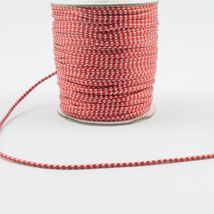 Waxed Linen Cord Red-White 1.5mm