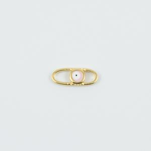 Χρυσό Μάτι Ροζ Σμάλτο 1.9x0.8cm
