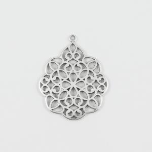 Perforated Flower Silver 4.3x3.5cm
