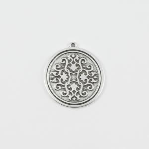 Carved Pendant Silver 3.4x3.1cm