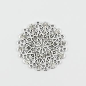 Perforated Flower Silver 4.5x4.5cm