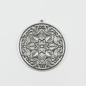 Carved Pendant Flower Silver
