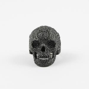 Steel Ring Skull Black