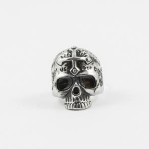 Steel Ring Skull Cross