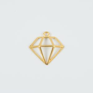 Metal Diamond Gold 2.6x2.5cm