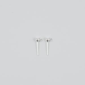 Earring Marble Connector Silver 3mm