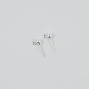 Earring Marble Connector Silver 4mm