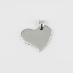 Steel Heart Silver 2.6x2.5cm