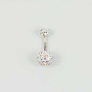 Belly Piercing Pink Crystals 10mm