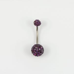 Belly Piercing Purple Crystals 10mm