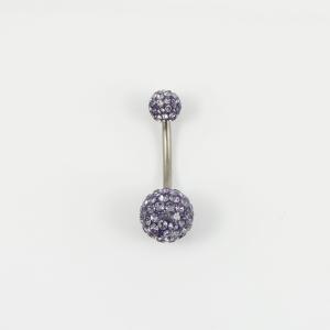 Belly Piercing Lilac Crystals 10mm