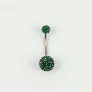 Σκουλαρίκι Αφαλού Πράσινα Κρύσταλλα 10mm