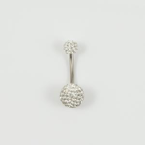 Belly Piercing White Crystals 10mm