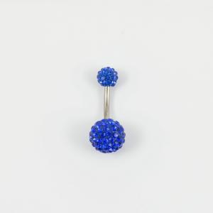 Σκουλαρίκι Αφαλού Μπλε Κρύσταλλα 10mm