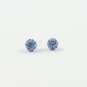 Silver Earrings Crystals Sky Blue 5mm