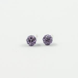 Silver Earrings Crystals Lilac 5mm