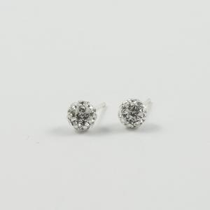 Silver Earrings Crystals White 5mm