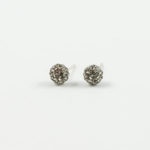 Silver Earrings Crystals Gray 5mm