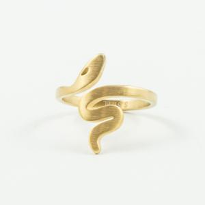 Ατσάλινο Δαχτυλίδι Φίδι Χρυσό