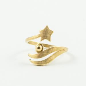 Steel Ring Star-Marble Gold