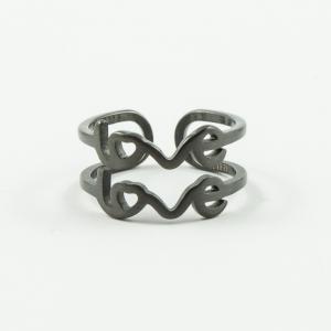 Steel Ring "Love" Black Nickel